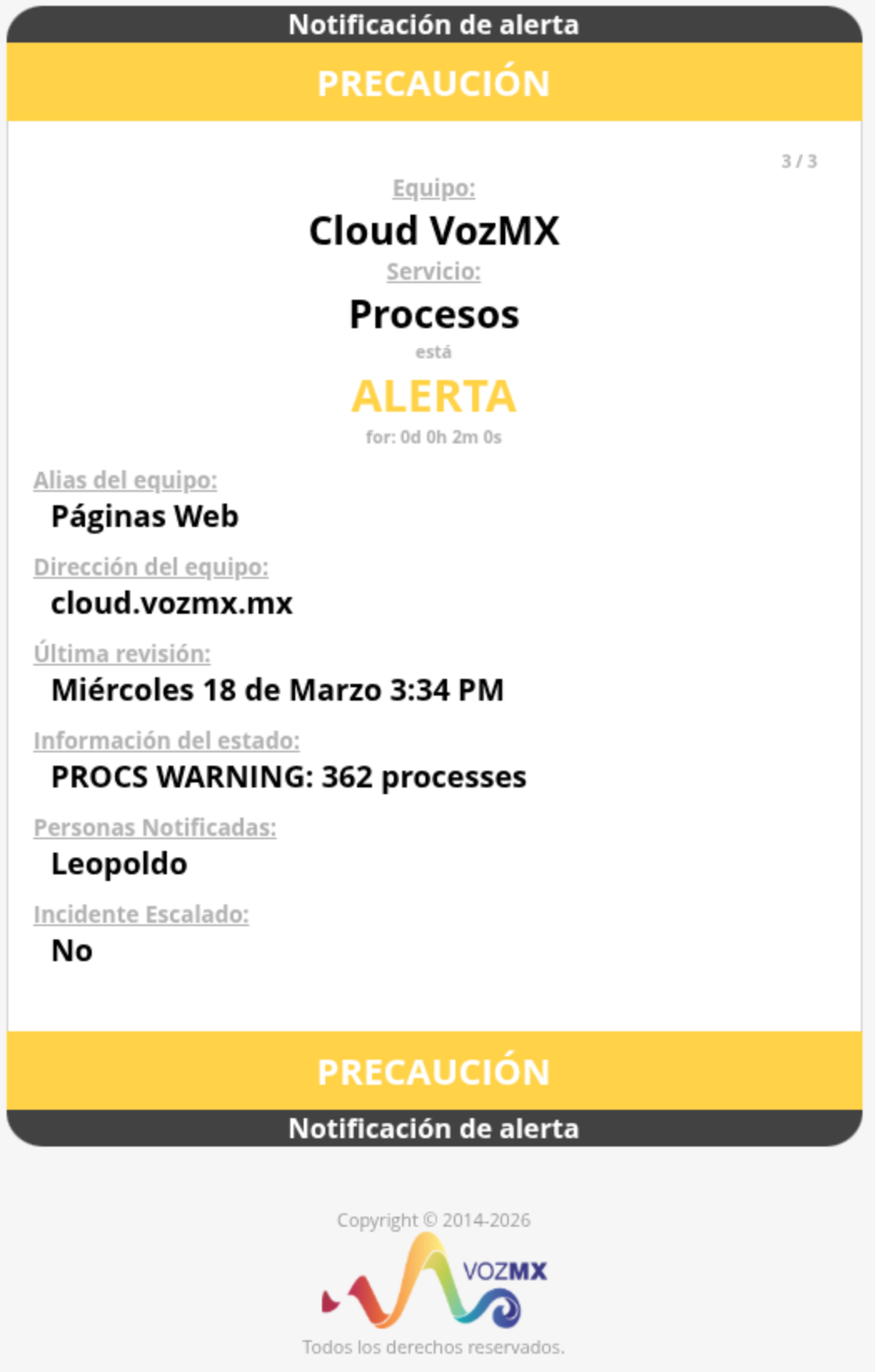 Alerta de monitoreo en Naemon